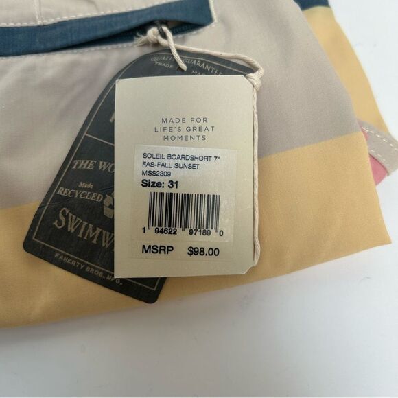 Faherty NWT Soleil Boardshort 7" Inseam Fall Sunset Unlined Drawstring size 31 - Picture 3 of 5